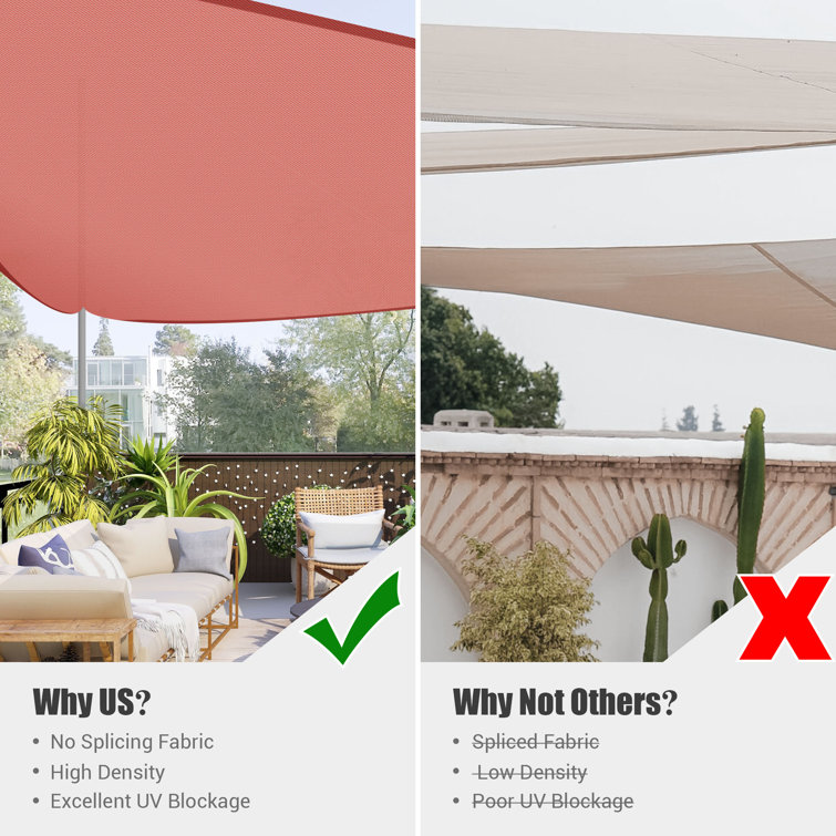 Yescom 11Ft 97% UV Block Triangle Sun Shade Sail Outdoor Patio Pool Garden Yard Lawn Carport Cover Net Awning Canopy Red